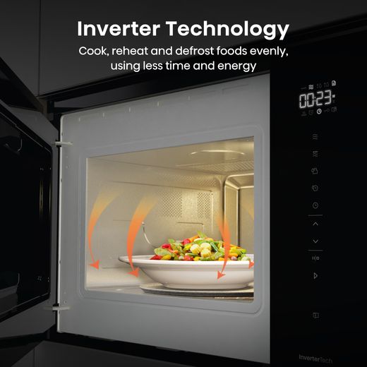 Hisense Hi6 BlackLine BIM325GI63DBGUK Built In Microwave With Grill - Black - Annotation - Inverter technology shot
