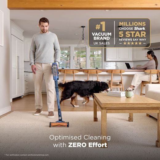 Shark PowerDetect Speed Clean and Empty Pet Pro Cordless Vacuum Cleaner with up to 60 Minutes Run Time - Ultramarine  - Annotation - zero effort shot