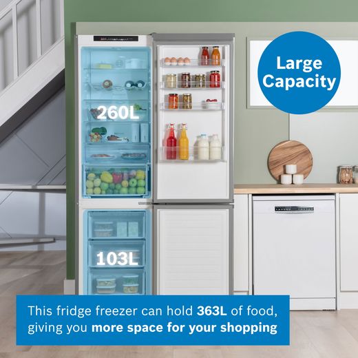 Bosch Series 4 KGN392LAGG 203cm 70/30 Fridge Freezer - Stainless Steel Effect - Annotation - large capacity  shot