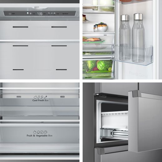 Fridgemaster American Fridge Freezer - Silver - Close up detail shot