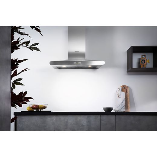Hotpoint PHC77FLBIX 70cm Chimney Cooker Hood - Stainless Steel - Cooker hood in kitchen shot