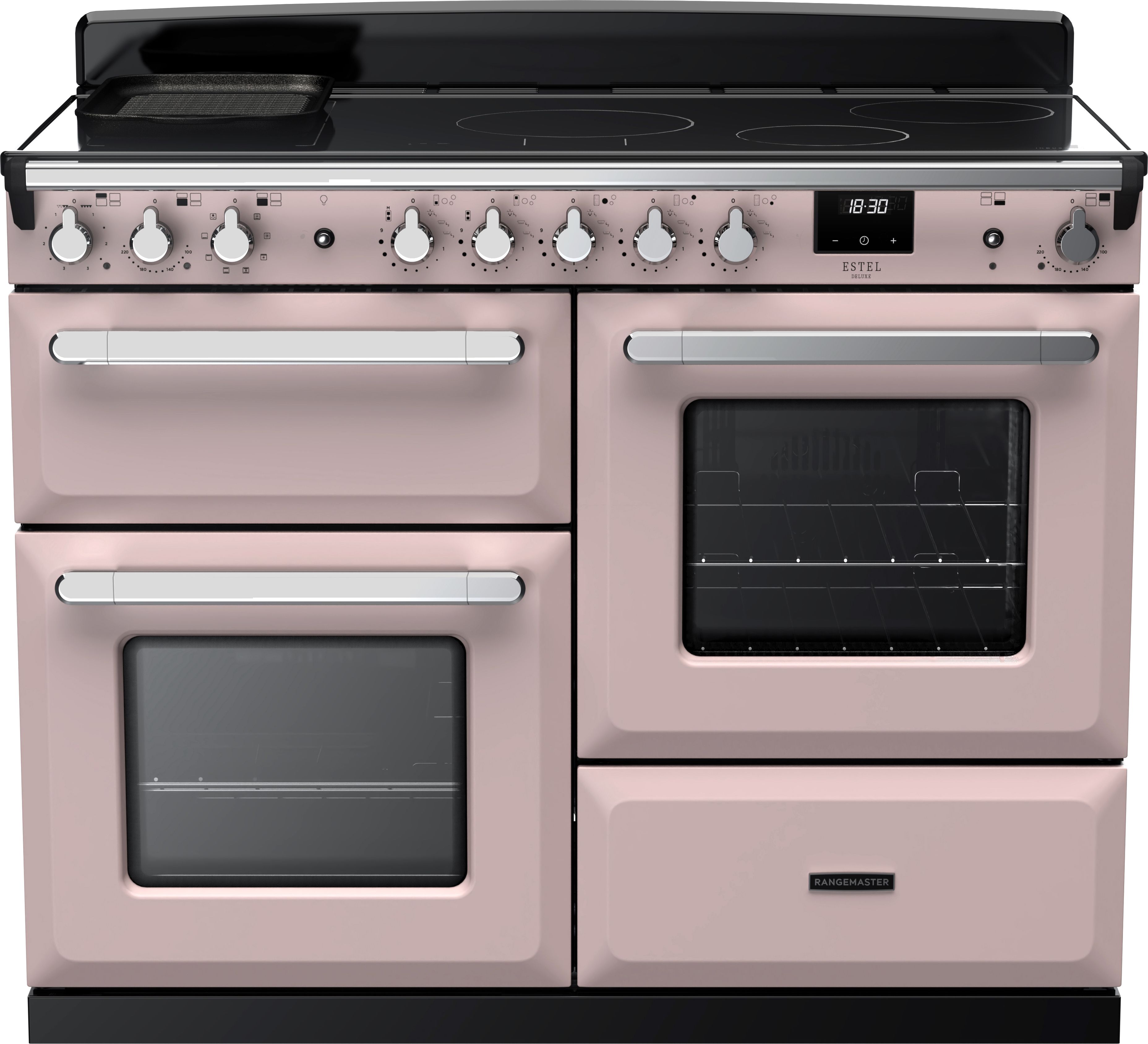 Rangemaster 110cm Electric Range Cooker - Induction Hob - 5 Zones - 3 Ovens - Pink