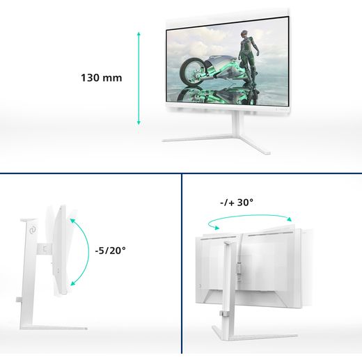 Philips EVNIA 3000 23.8" Full HD 180Hz Monitor - White - Annotation - Dimensions shot 