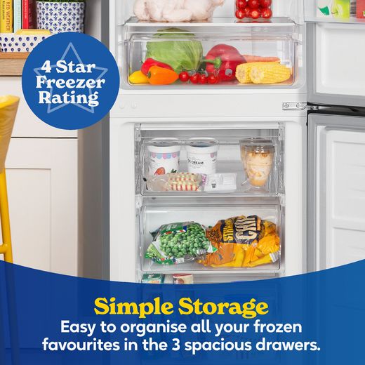 Russell Hobbs RH181TNF552E1SSWD 181cm 60/40 Frost Free Fridge Freezer - Stainless Steel - annotation - simple storage shot 