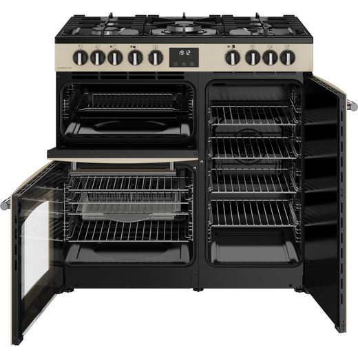 Belling FARMHOUSE 90DF Dual Fuel Range Cooker - Cream - Doors open