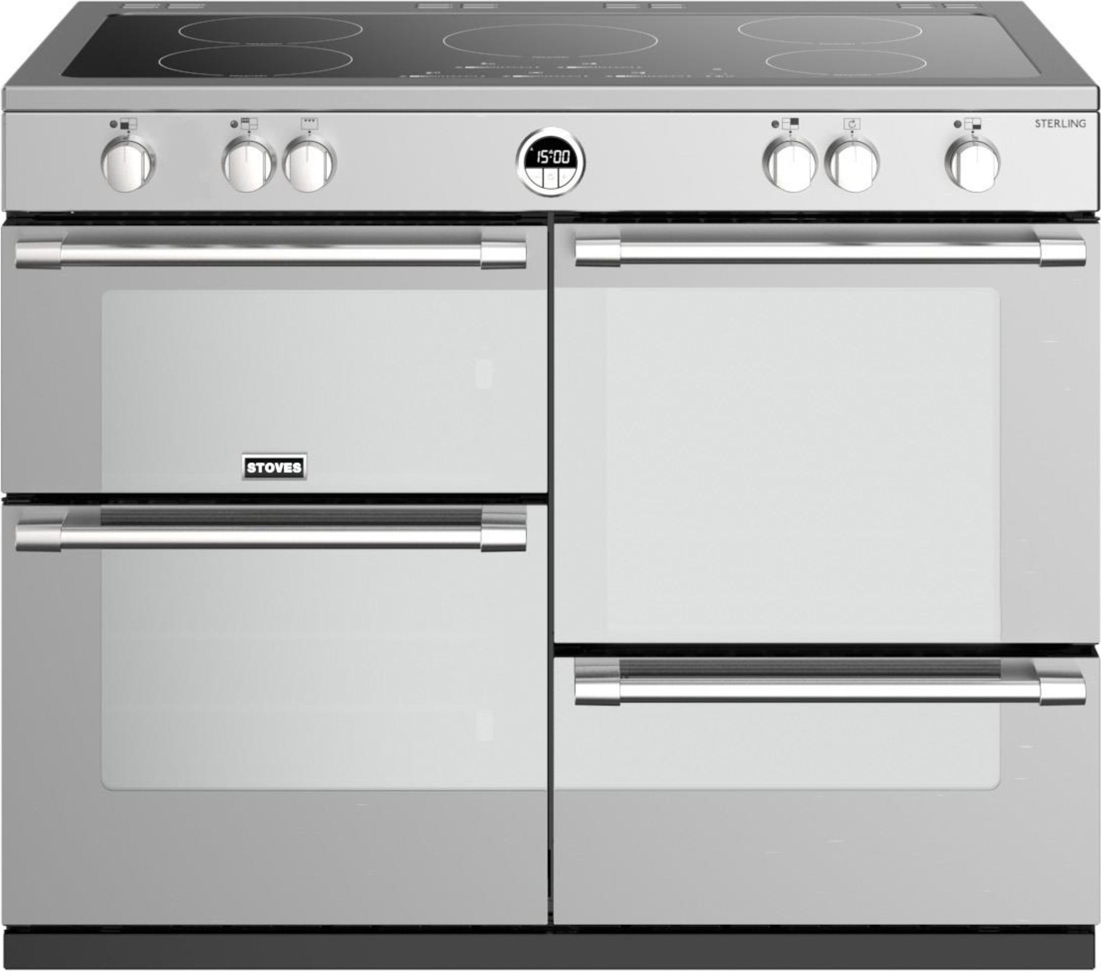Stoves Sterling ST STER S1100Ei MK22 SS 100cm Electric Range Cooker with Induction Hob - Stainless Steel - A Rated, Stainless Steel