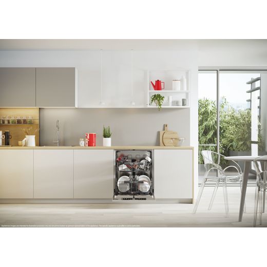 Hoover Integrated Standard Dishwasher - Silver - Dishwasher in kitchen with door open shot