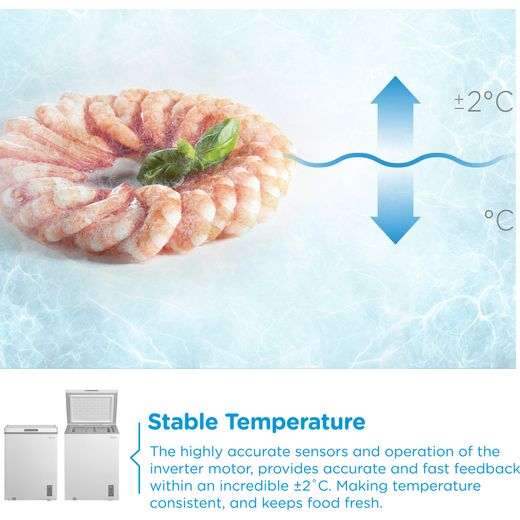 Midea MDRC211FZE01 Chest Freezer - White - Annotation - Stable temp shot