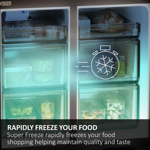 Haier 70/30 Total No Frost Fridge Freezer - Silver  - Annotation - Super freeze shot