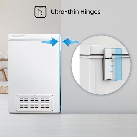 Hisense Chest Freezer - White - Annotation - Thin hinges shot