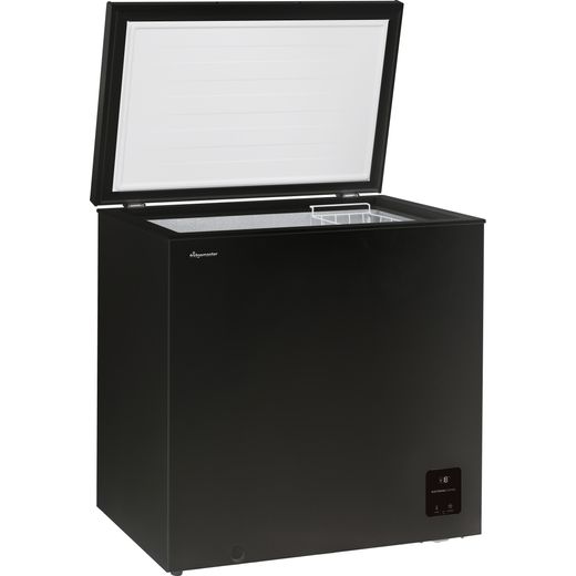 Fridgemaster Chest Freezer - Black - Lid open