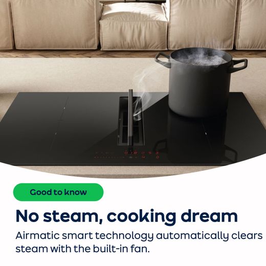 Elica NT-SWITCH BG RC 83cm Venting Induction Hob - Black - For Recirculating Ventilation - AO Annotation - Airmatic
