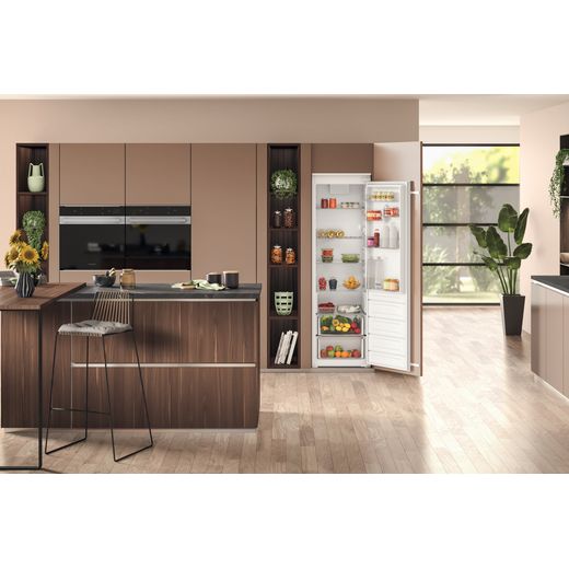 Hotpoint HTSD18A011A1 Integrated Upright Fridge - Sliding Door Fixing Kit - White - Fridge freezer in kitchen shot 