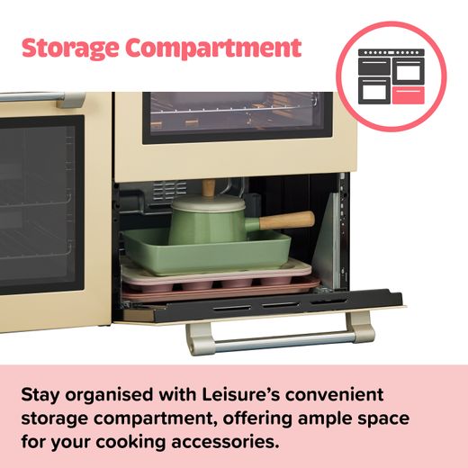 Leisure Cookmaster 110cm Dual Fuel Range Cooker - Black - Annotation - Storage compartment