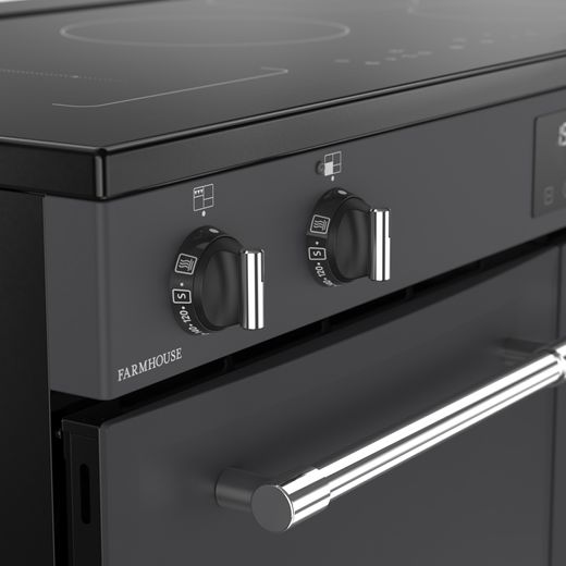 Belling Farmhouse 100Ei 100cm Electric Range Cooker with Induction Hob - Anthracite - Control panel shot 