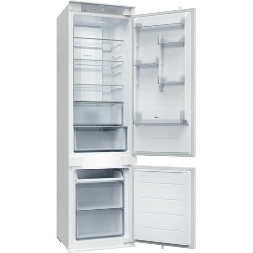 Hoover H-FRIDGE 400 Integrated 70/30 Total No Frost Fridge Freezer with Sliding Door Fixing Kit - White - Right perspective with door open shot 