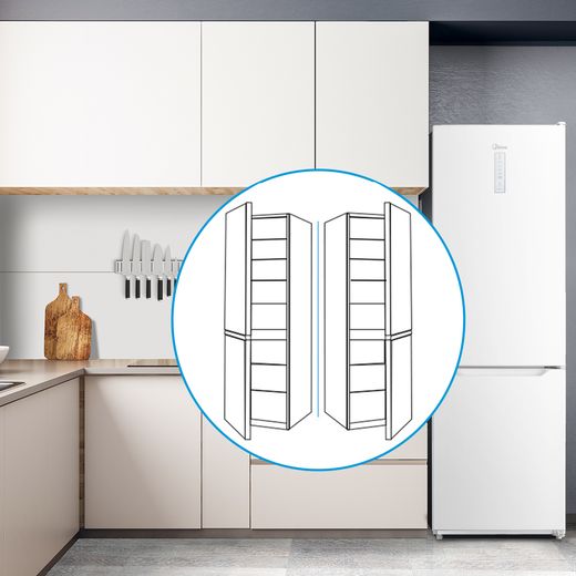 Midea 60/40 Frost Free Fridge Freezer - White - Annotation - Hinge options