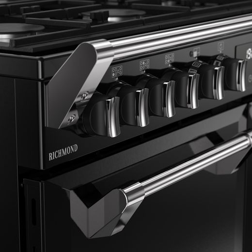 Stoves Richmond 100cm Dual Fuel Range Cooker - Black - Close up handle 