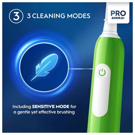 Oral-B PRO Junior Electric Toothbrush - Green - Annotation - 3 cleaning modes