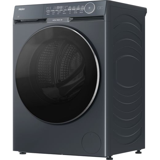 Haier X9 HW120-B14387GUUK 12kg Washing Machine with 1400 rpm - Graphite - Left perspective shot 