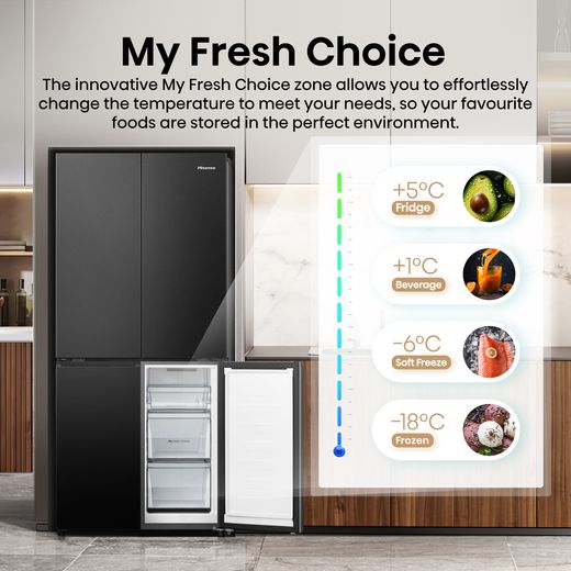 Hisense PureFlat American Fridge Freezer - Black Stainless Steel  - Annotation - My fresh choice shot