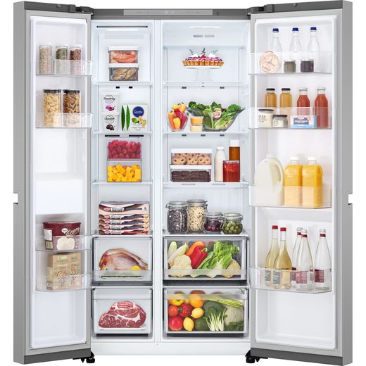 LG NatureFRESH™ American Fridge Freezer - Prime Silver  - Front with door open shot 
