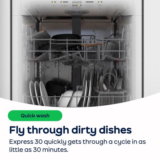 Hotpoint Standard Dishwasher - Stainless Steel - AO annotation - Express-30