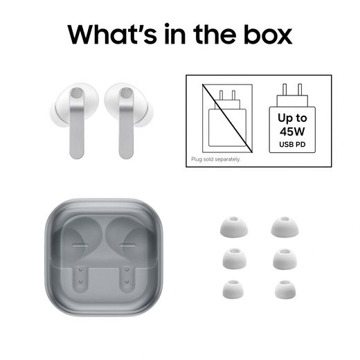 Samsung Galaxy Buds4 Pro Headphones - White - Annotation - Whats in the box shot