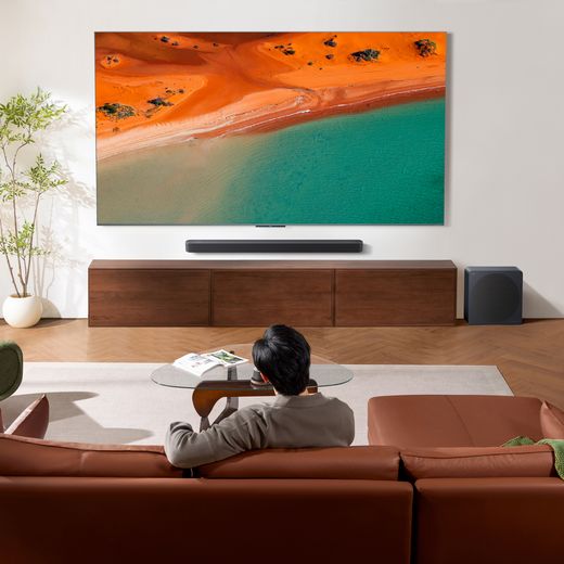 TCL A A65K-UK Bluetooth 3.1.2 Soundbar - Titanium - Soundbar and woofer in room