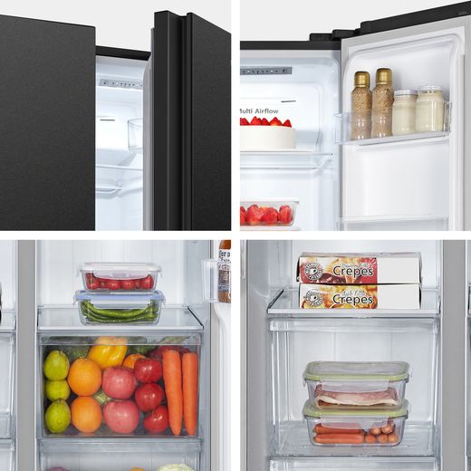 Fridgemaster American Fridge Freezer - Black - Combination shot