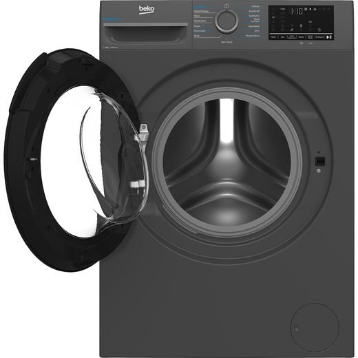 Beko b300 BM3WT4941IA 9kg Washing Machine with 1400 rpm - Anthracite - Front with door open shot