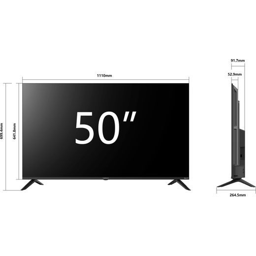 Veltech 50" 4K Ultra HD DLED Smart Roku TV - Annotation - dimension shot 