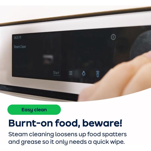 Samsung Bespoke Series 5 Compact Electric Single Oven - Black Glass - Annotation - Steam cleaning shot