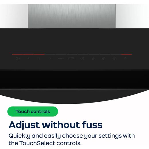 Bosch Series 4 DWK67FN60B Wifi Connected 60 cm Chimney Cooker Hood - Black - AO Annotation - Touch-select