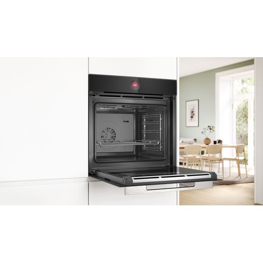 Bosch Series 8 Electric Single Oven - Black - Oven in kitchen with door open shot