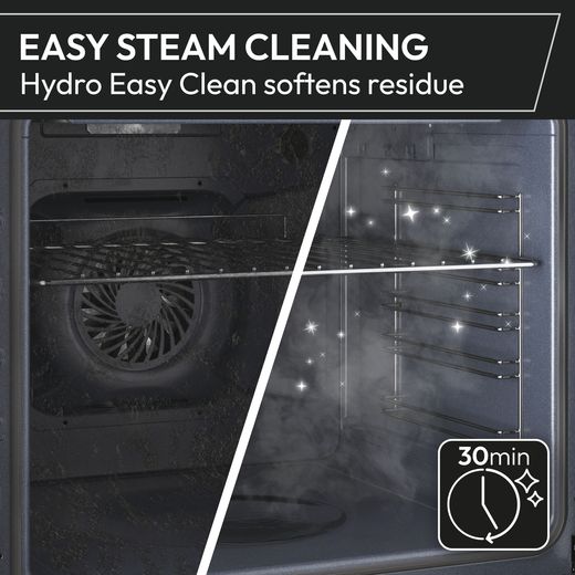 Hoover Built In Electric Single Oven - Stainless Steel - Annotation - Hydro clean shot