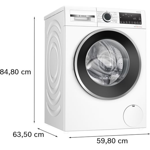 Bosch 10.5Kg / 6.0Kg Washer Dryer - White - Annotation - Dimensions shot