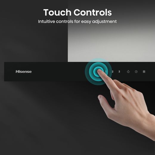 Hisense CH6T14BXBUK 60cm Chimney Cooker Hood - Stainless Steel / Black - Annotation - Touch controls
