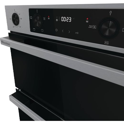 Hisense Hi6 Built In Electric Double Oven - Stainless Steel -  Close up handle 