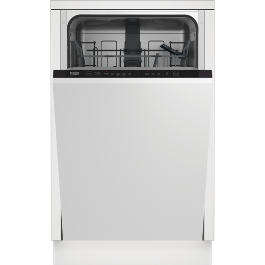Beko DIS15020 Fully Integrated Slimline Dishwasher - Silver Control Panel with Fixed Door Fixing Kit - E Rated