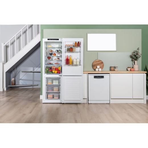 Bosch Series 4 60/40 Frost Free Fridge Freezer - White - Fridge with door open shot