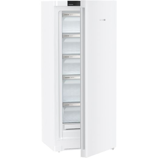 Liebherr Plus Frost Free Upright Freezer - White - Right perspective door half open shot