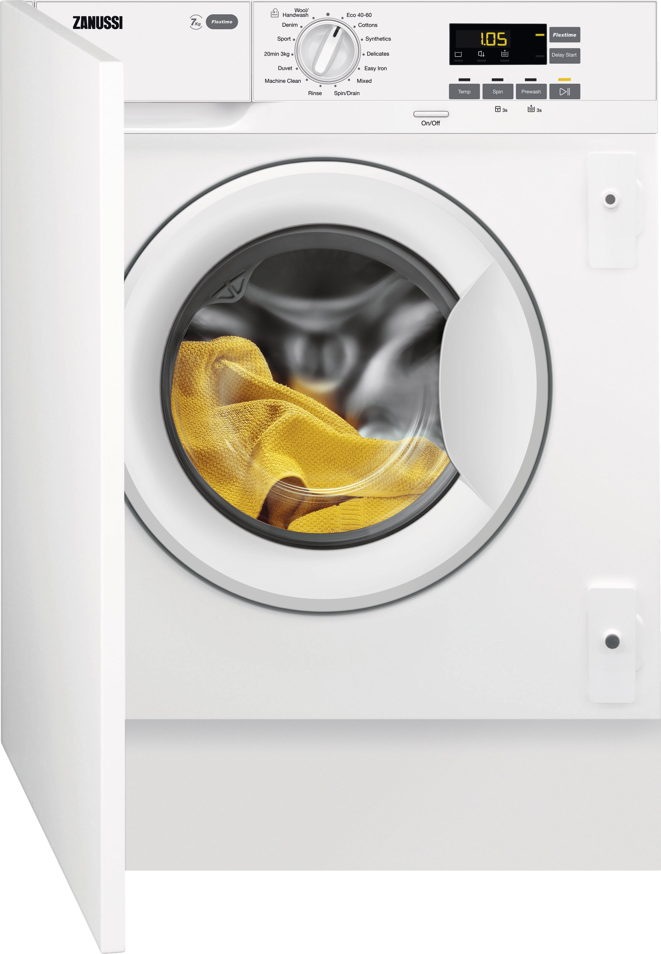 Zanussi ZW74PDBI Integrated 7kg Washing Machine with 1400 rpm - White - B Rated, White
