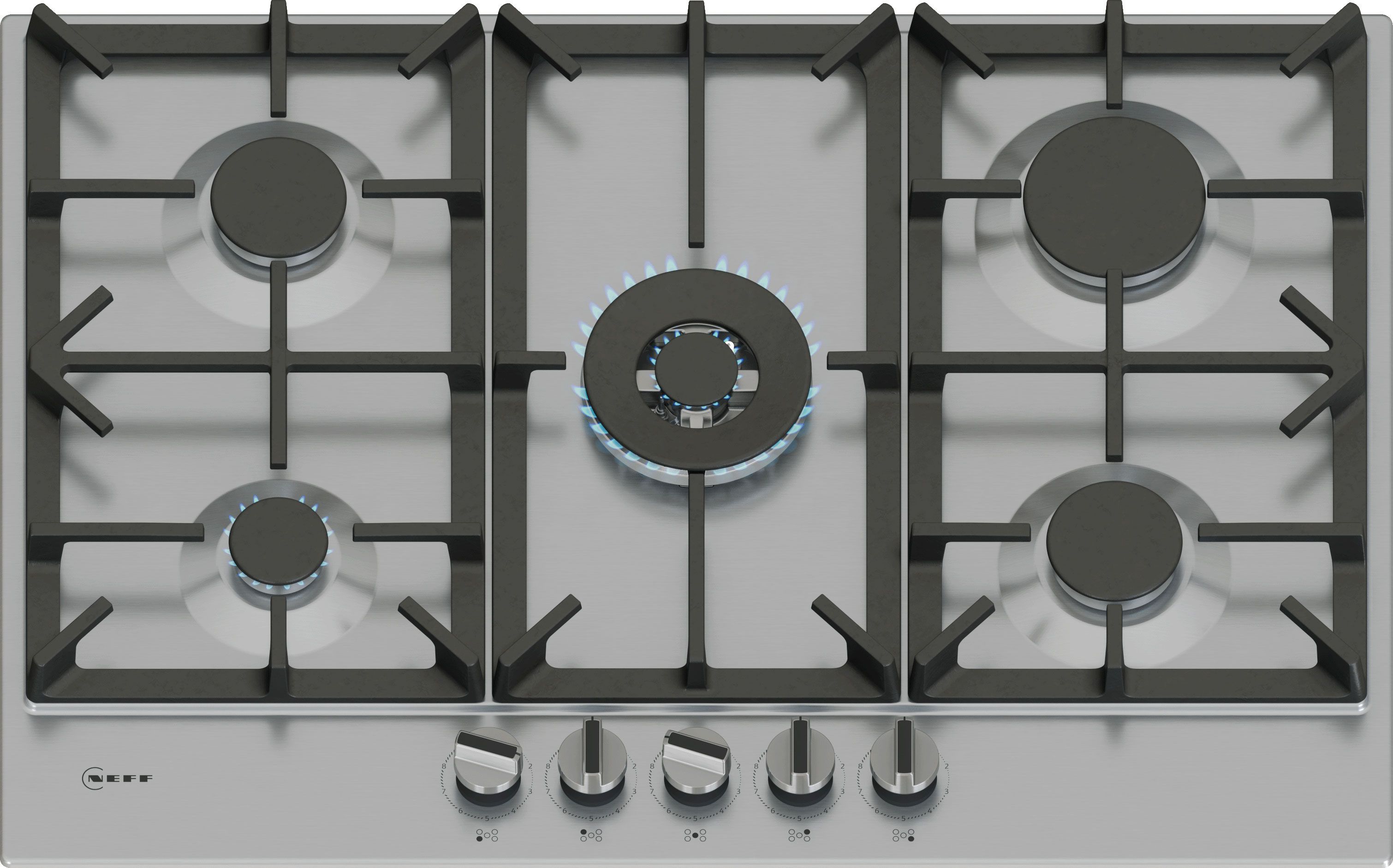 NEFF 75cm Gas Hob - Stainless Steel - 5 Burners - FlameSelect
