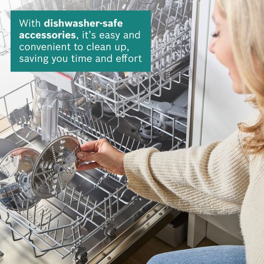 Bosch MultiTalent 8 3.9 Litre Food Processor - White / Stainless Steel - Annotation - Dishwasher safe accessories