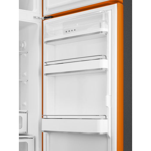 Smeg 50s Style Retro Right Hand Hinge FAB30ROR6UK 172cm 80/20 Fridge Freezer - Orange - Door open