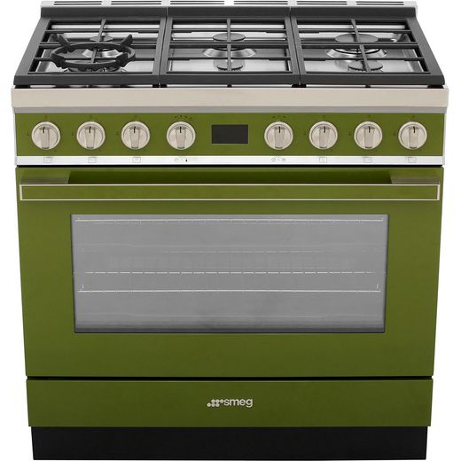 Smeg Portofino CPF9GPOG 90cm Dual Fuel Range Cooker - Olive Green