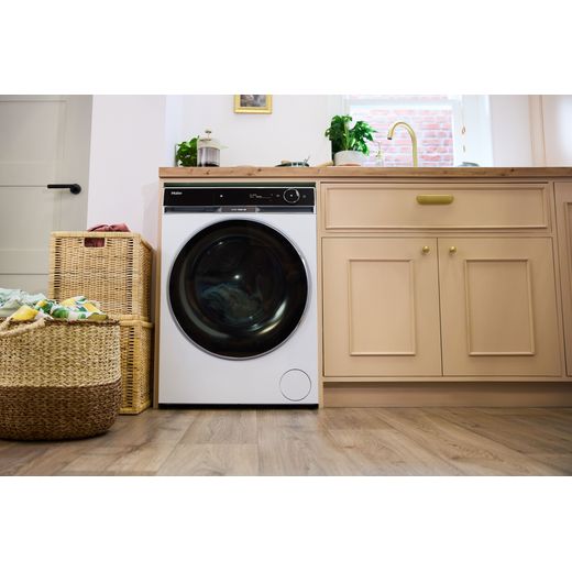 Haier X11 Series HD90-A3Q97U1 Wifi Connected 9Kg Heat Pump Tumble Dryer - White - tumble dryer in utility room shot