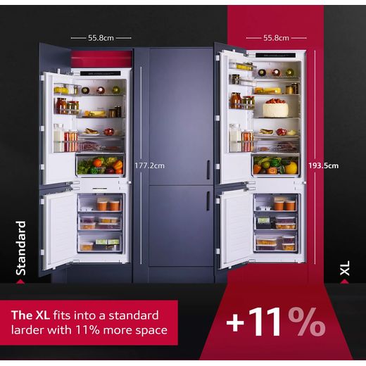 NEFF KI7962FD0G 194cm Integrated Frost Free Fridge Freezer with Fixed Door Hinge - White - Annotation - XL