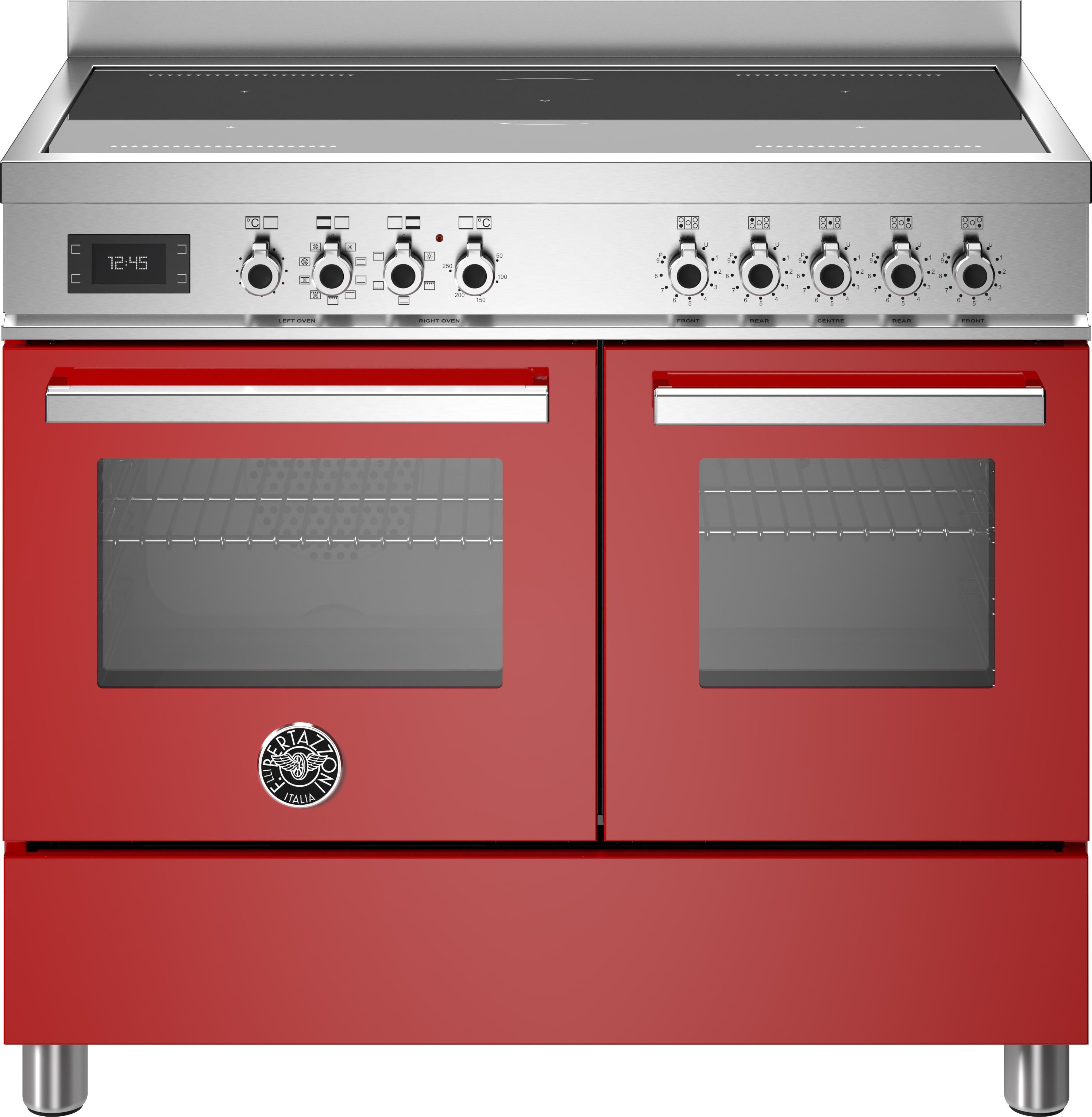 Bertazzoni PRO105I2EROT 100cm Induction Range Cooker - Red - 5 Zone Hob, 2 Ovens